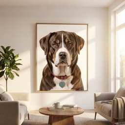 Custom Dog Memorial Portrait, Framed Canvas