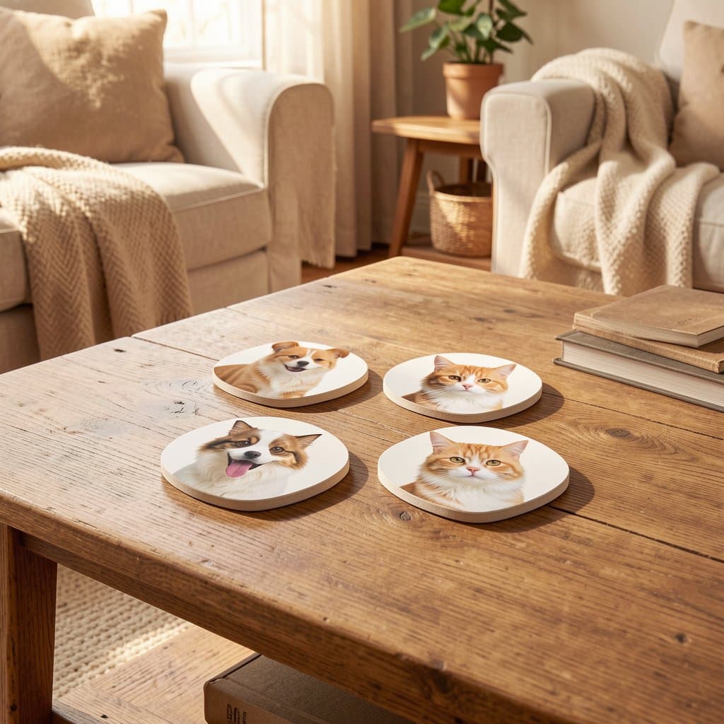 Custom Pet Coaster Set, 4 Pack